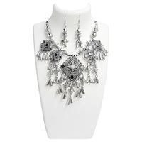Jeweljunk Navratri Special Rhodium Plated  Necklace Set - 1110814