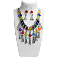 Jeweljunk Rhodium Plated  Navratri Special Necklace Set - 1110830