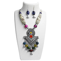 Jeweljunk Beads Rhodium Plated  Navratri Special Necklace Set - 1110837