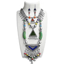 Jeweljunk Navratri Special Rhodium Plated Necklace Set - 1110871