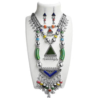 Jeweljunk Navratri Special Rhodium Plated Necklace Set - 1110871