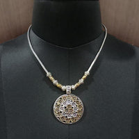 Jeweljunk 2 Tone Plated Floral Design Boho Necklace - 1111001