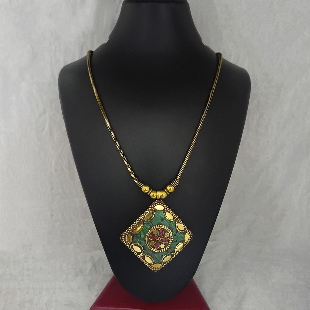Jeweljunk Antique Gold Plated Handmade Rock Chip Necklace  - 1111034A