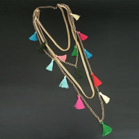Jeweljunk Gold Plated Multicolour Thread Layer Necklace - 1111510