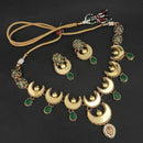 Midas Touch Green Austrian Stone Gold Plated Necklace Set - 1112222