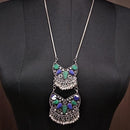 Jeweljunk Rhodium Plated Multi Resin Stone Meenakari Statement Necklace - 1112616A
