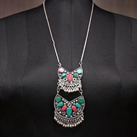 Jeweljunk Multi Resin Stone Meenakari Statement Necklace - 1112616B