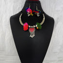 Jeweljunk Oxidised Plated Multicolor Pom Pom Necklace Set  - 1112802B