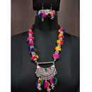 Jeweljunk Multicolour Thread  Drop Navratri Necklace Set - 1112823B