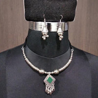Jeweljunk Rhodium Plated Navratri Necklace Set - 1112858A