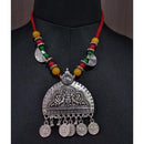 Jeweljunk Multicolor Beads Rhodium Plated Navratri Necklace Set - 1112861D