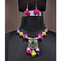 Jeweljunk Multicolour Thread Navratri Necklace Set - 1112895B