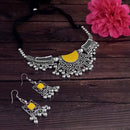Jeweljunk Oxidised Plated Yellow Color Necklace Set