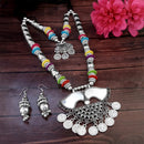 Jeweljunk Navratri Special Two Layer Oxidised Plated Multicolour Necklace set