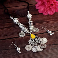 Jeweljunk Oxidised Plated Necklace Set - 1114644A
