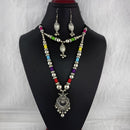 Jeweljunk Oxidised Plated Multicolor Two Layer Necklace Set  - 1114650