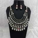 Jeweljunk Oxidised Plated Mirror Necklace Set  - 1114660