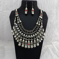 Jeweljunk Oxidised Plated Mirror Necklace Set  - 1114660