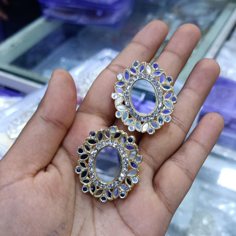 SNERA Gold Plated designer Austrian Stone & Mirror Stud Earrings
