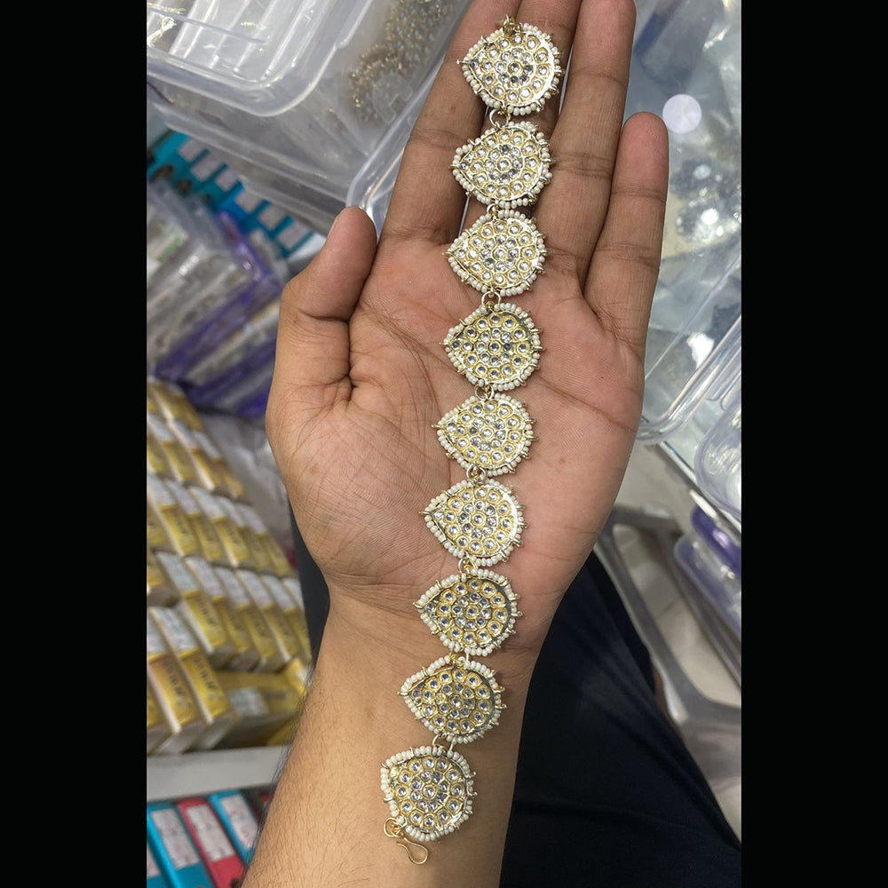 SNERA Gold Plated Kundan & Pearl  Sheeshphool / Headband For Women - 11151055