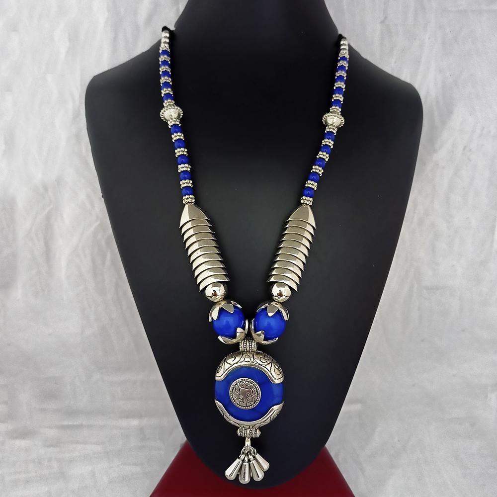 Jeweljunk Oxidised Plated Red Beads Necklace  - 1115612A