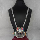 Jeweljunk Antique Plated Mirror And Fabric Fashion Necklace  - 1115675A