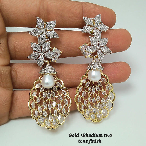 Lalita Creation Gold Plated AD Dangler Earrings