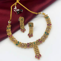 FS Collection Kundan Stone Gold Plated Choker Necklace Set