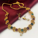 FS Collection Crystal Stone Gold Plated Choker Necklace Set