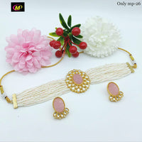 FS Collection Kundan Stone Gold Plated Choker Necklace Set