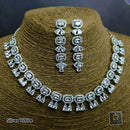 FS Collection AD Stone Silver Plated Choker Necklace Set