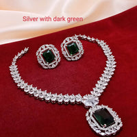 FS Collection AD Stone Silver Plated Choker Necklace Set