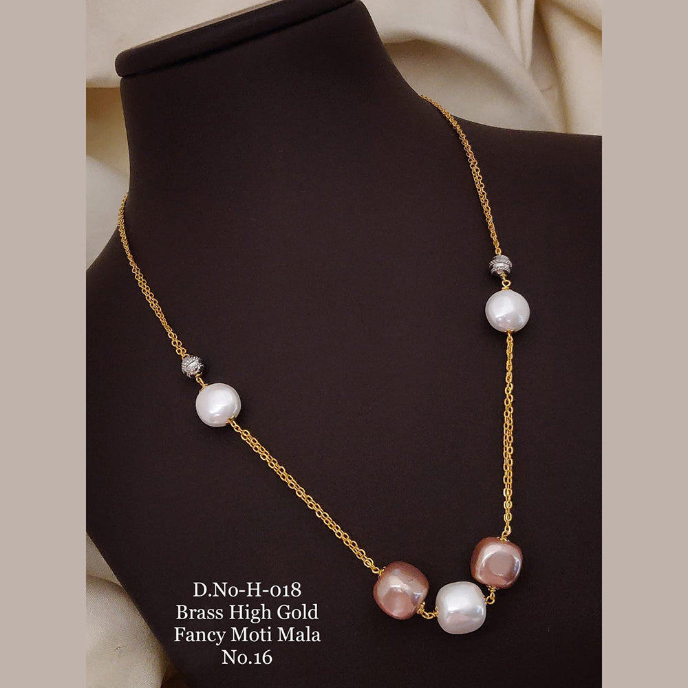 FS Collection Gold Plated Moti Mala Necklace