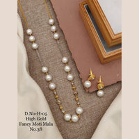 FS Collection Gold Plated Moti Mala Necklace Set
