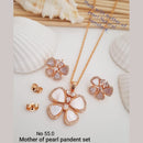 FS Collection Rose Gold Plated Mother Of Pearl Gemstone Pendant Set
