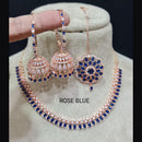 FS Collection AD Stone Gold Plated Choker Necklace Set