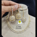 FS Collection AD Stone Gold Plated Choker Necklace Set