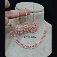 FS Collection AD Stone Gold Plated Choker Necklace Set