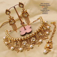 FS Collection Copper Kundan Stone Choker Necklace Set
