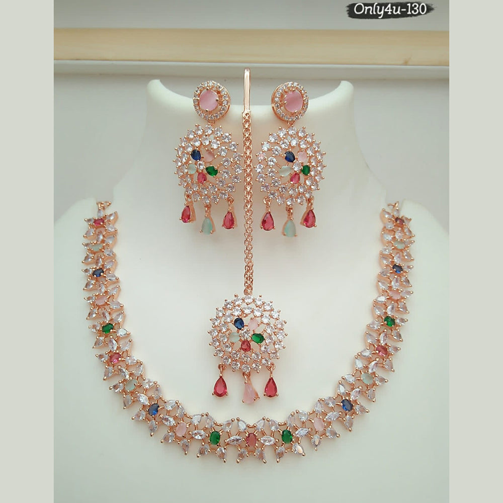 FS Collection Copper Ad Stone Choker Necklace Set