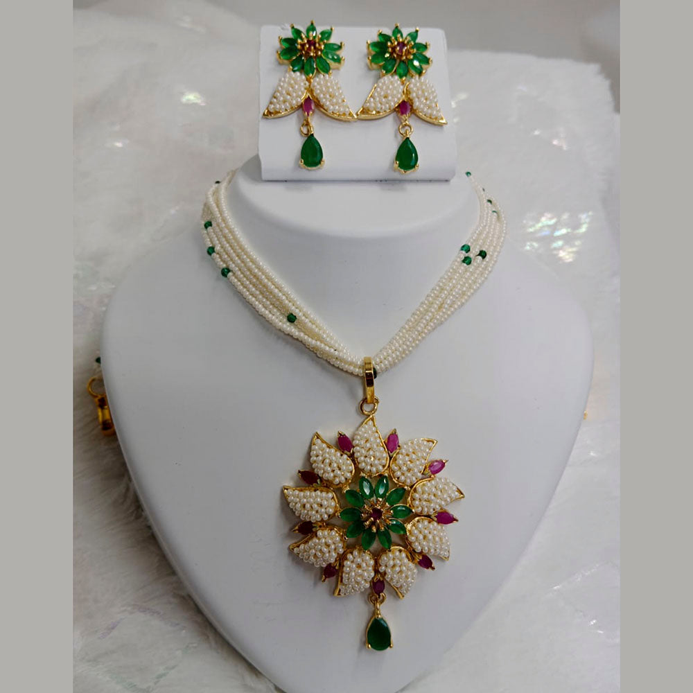 FS Collection Ad Stone Gold Plated Necklace Set