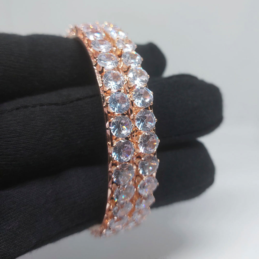 FS Collection Gold Plated Ad Stone Bangles Set