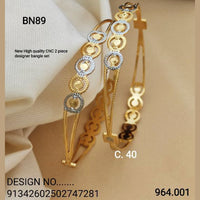 FS Collection Gold Plated CNC Bangles Set