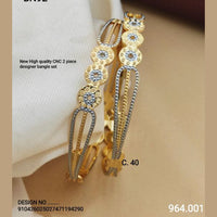 FS Collection Gold Plated CNC Bangles Set
