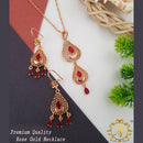 FS Collection Rose Gold Plated Crystal Stone Pendant Set