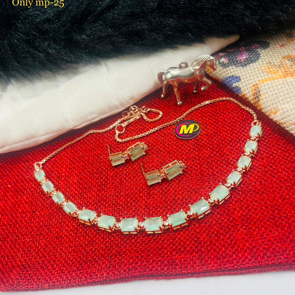 FS Collection Gold Plated Crystal Stone Necklace Set