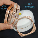 FS Collection Rose Gold Plated Ad Stone Bangles Set