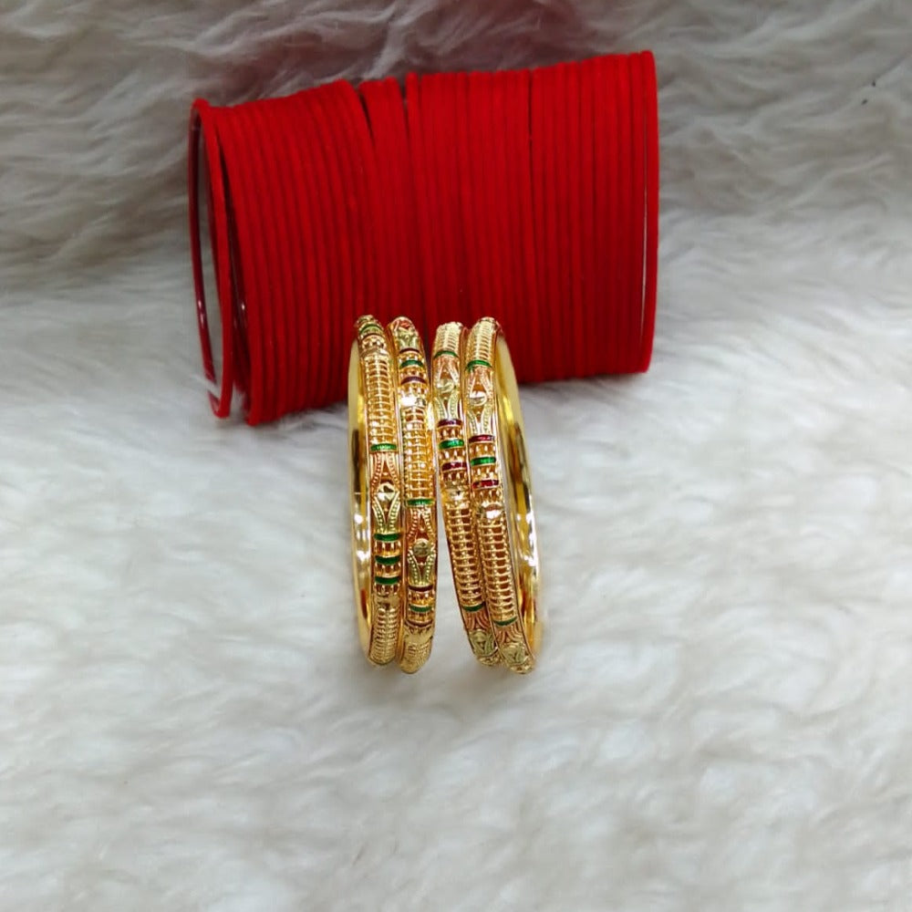 FS Collection Gold Plated Bangles Set