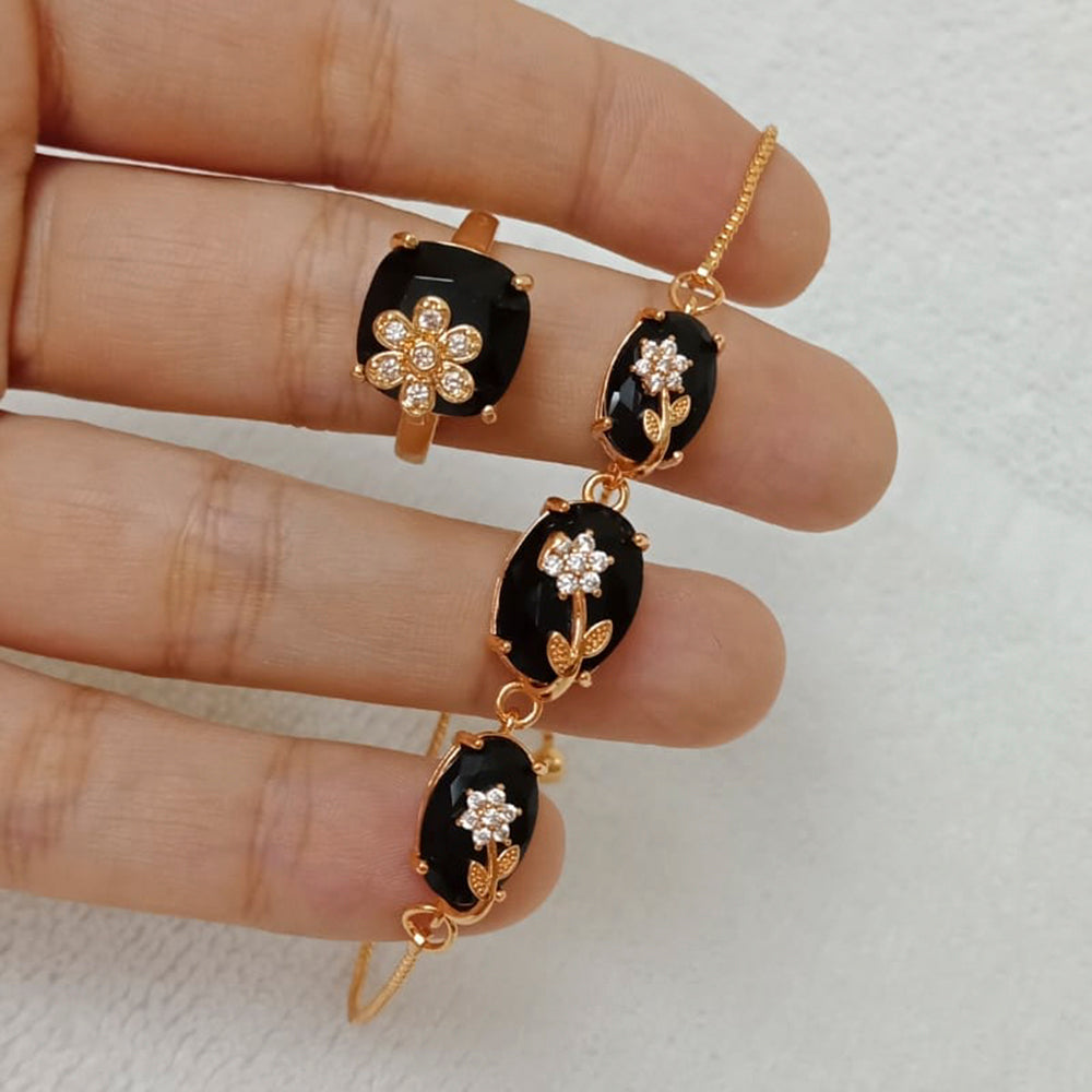 FS Collection Gold Plated Bracelet & Ring Combo