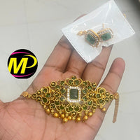 FS Collection Pota Stone Gold Plated Choker Necklace Set